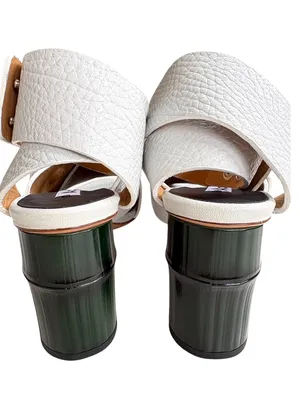 Like New Acne Studios Leather Pica Bamboo Heel Ankle Wrap Sandals White Size thumbnail 7