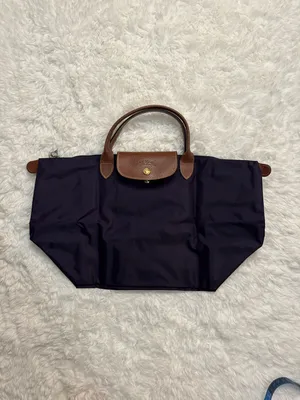 Longchamp Purple Le Pliage Tote with Brown Leather Trim thumbnail 16