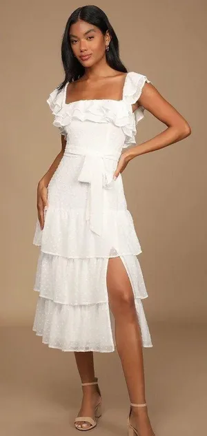 Lulus White Midi Dress thumbnail 1