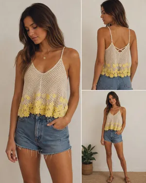 Free People Boho Floral Crochet Top thumbnail 2