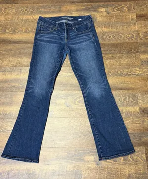 2013 American Eagle Kick Boot Stretch Low Rise Jeans Womens 10 Blue Y2k Flare thumbnail 1
