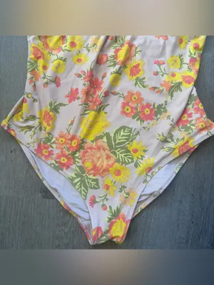Aerie One Piece Cheeky Swimsuit Low Back Women’s Medium White Floral Beach thumbnail 5