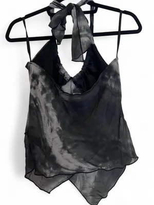 Black Y2K Tie Dye Halter Top Asymmetrical Hem thumbnail 4