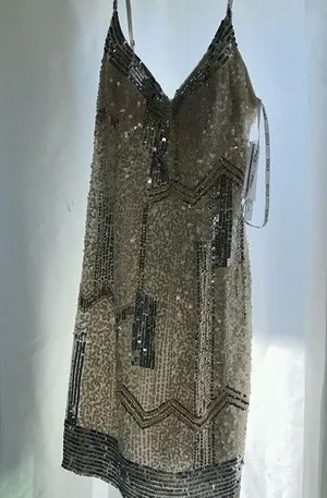 NWT Scala Sequin Mini White Cocktail Dress size 8 thumbnail 1