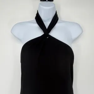 David Meister‎ Womens Black Halter Neck Sleeveless Maxi Gown Dress Size 6 thumbnail 3