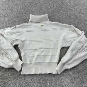 Guess Cream‎ Knit Turtleneck Sweater Balloon Sleeve Cable Knit Casual Retro VTG thumbnail 9