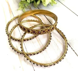 4 bangle bracelets festival ready boho rhinestone Purple thumbnail 2