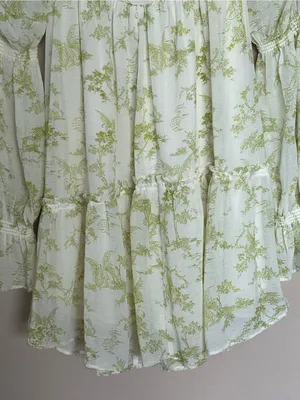Urban Outfitters Lanette Fairy Print Green Floral Babydoll Mini Dress Medium thumbnail 12