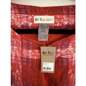 Go Fish Clothing & Jewelry Co. Red & Pink Plaid Jacket‎ Large NWT Coastal thumbnail 4