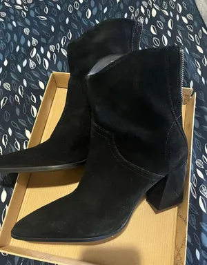 EUC once Zara black real suede cowboy boots thumbnail 1