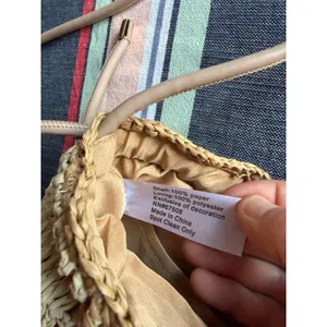 NWT XIIX Straw Bucket Bag Tan Woven Crossbody Coastal Resort Beach Boho thumbnail 7