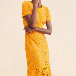 👗 🌟 Anthropologie Rachel Parcell Orange Lace Midi Dress S like XS 0 2 Wedding thumbnail 4