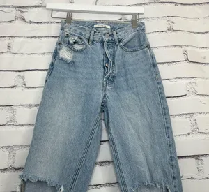 PacSun Ultra High Rise Slim Fit Jeans Light Wash Button Fly Size 23 Distressed thumbnail 6