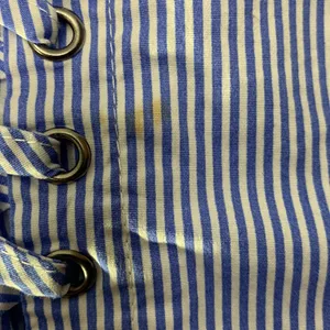 Striped Blue and White Poplin Lace Up Corset Tank Top Size 1X thumbnail 11
