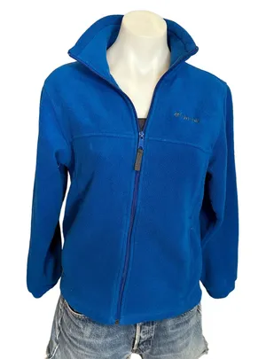 Columbia Fleece Jacket Electric Blue Small Kids 14-16 Full Zip Plush Pockets NEW thumbnail 1