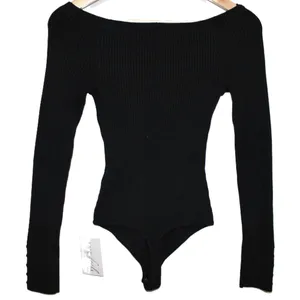 Womens Abercrombie & Fitch Black Ribbed Knit V-Neck Long Sleeve Bodysuit Size XS thumbnail 2