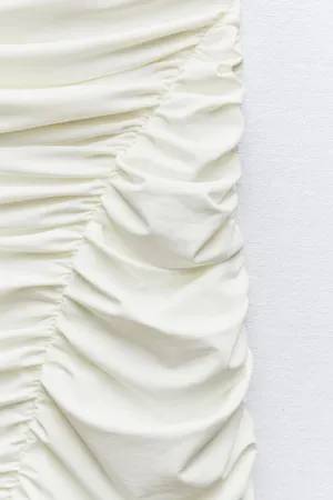 ZARA Sad maxi dress ruched stretch white wedding Elegant White One-Shoulder evening thumbnail 15