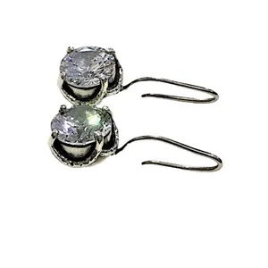 SILPADA Sterling Silver Faceted Round Cut Cubic Zirconia Center Stage Earrings thumbnail 6
