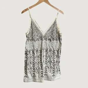 Free People Ivory Beaded Sequin Geometric Embellished Cami Tank Top XS thumbnail 2