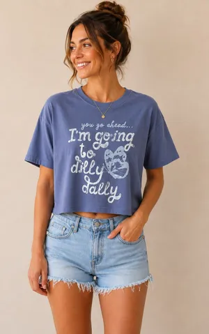 Thereabouts Blue Dilly Dally Crop Top Size XL thumbnail 1