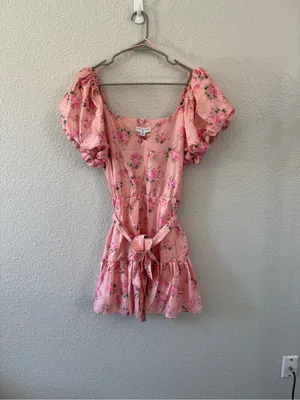 LoveShackFancy x Target Pink Floral Puff Sleeve Mini Dress NWT Cottagecore thumbnail 3