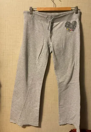 Light Gray Drawstring Lounge Joggers with Heart Detail thumbnail 1