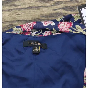 NWT City Studio Juniors Square-Neck Fit Flare Dress Belted Navy Blue Multi XL thumbnail 7