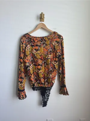 Free People Heat Wave Floral Lace Bodysuit Midnight Combo Size Small NWT thumbnail 11