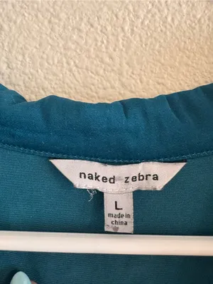 Naked Zebra Teal Button-Front Long Sleeve Blouse thumbnail 2