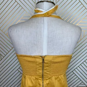 Anthropologie Floreat‎ Anchors Aweigh Dress Halter Embroidered Yellow Size 4 thumbnail 7