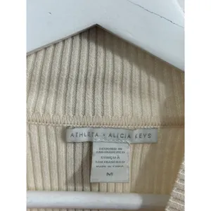 Athleta x Alicia Keys Ribbed Tie Front Knit Wrap Top Sweater Cream Womens Size M thumbnail 7