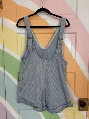 We The Free Free People High Roller Railroad Stripe Cotton Overalls Sz XS 🧡🍄 thumbnail 6