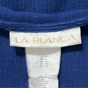 La Blanca Womens Beach Tunic Coverup Size M Blue Coastal Resort Lightweight thumbnail 9