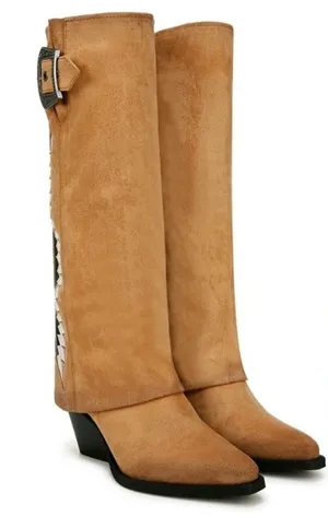 NWT Zodiac Western Boot Faux Suede Caramel size 7 thumbnail 1