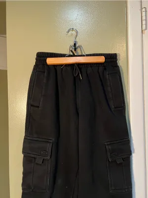 FB County Women's Size Small Heavyweight Baggy‎ Cargo Sweatpants Black Cotton thumbnail 5