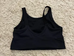 Aerie Offline By Black Ribbed Sport Bra Medium thumbnail 2