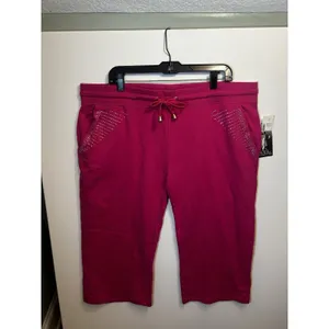 Active USA NYL New York Laundry Pink Rhinestone Capri Lounge Pants 2X NWT Plus Size thumbnail 7