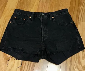 Levi’s Black Distressed Denim Shorts thumbnail 1