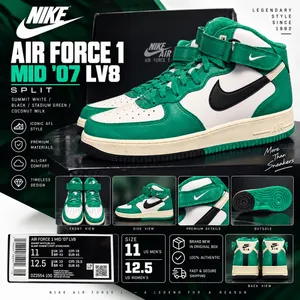 Nike Air Force 1 Mid ‘07 LV8 Split Green White Black DZ2554-100 Men’s 11 thumbnail 2