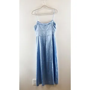 ZARA Satin Corset Style Top Sleeveless Maxi Slip Dress with Slit Sky Blue Medium thumbnail 4