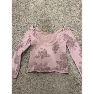 American Eagle Cotton Stretch Floral Scoop Neck Crop Top‎ Women's XS Pink thumbnail 4