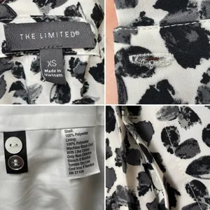 The Limited‎ Shirt Dress Women XS Black White NO BELT Abstract Print 3/4 Sleeve thumbnail 8