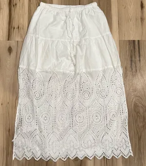 Madison Mathews Lola Eyelet White Midi Skirt Women’s Small thumbnail 1