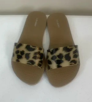 Old Navy Leopard-Print Slide Sandals in Tan and Black thumbnail 1