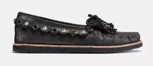 Coach Black Metallic Suede Fringe Roccasin Slip On Moccasin‎ Y2K Charms thumbnail 1