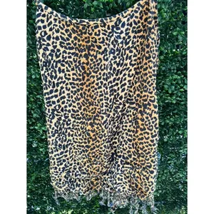 Henna‎ Leopard Print Camisole Top Frayed Fringe Hem Rayon One Size Animal Print thumbnail 4