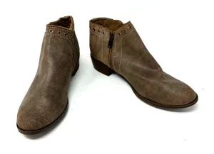 Minnetonka Size 8.5 Boot Brown‎ Leather Bootie Side Zip Lace Accent Autumn Fall thumbnail 1