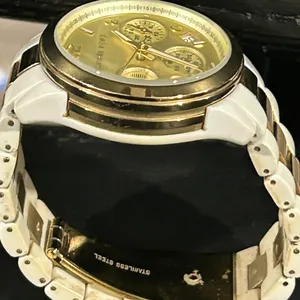 Michael Kors Gold Dial White Strap Watch 10 ATM CRYSTAL 29.40k 29.40mm thumbnail 5