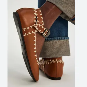 NWOT Free People Crochet Mystic Mary Jane Flats in Tan thumbnail 4
