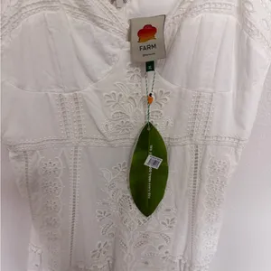 FARM Rio Midi Dress XL White Richelieu Broderie Anglaise Sundress Bustier Corset thumbnail 12